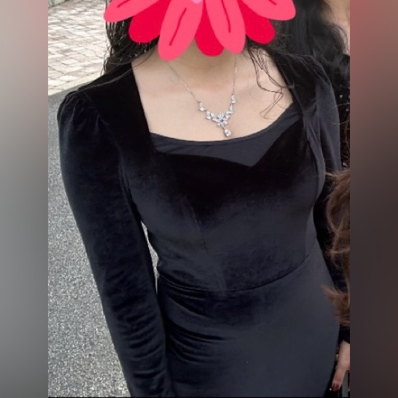 Mermaid Sweetheart Velvet Black Evening Dress - Picture 3 of 4